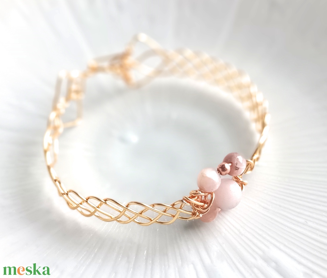 Réz orgon karkötő valódi varc ásvánnyal - ékszer - karkötő - ásványkarkötő - Meska.hu