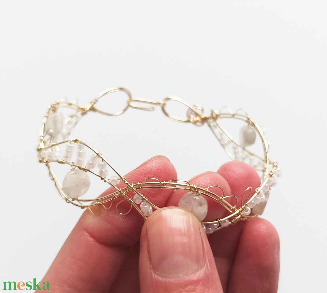 Réz orgon karkötő valódi ásvánnyal - ékszer - karkötő - ásványkarkötő - Meska.hu