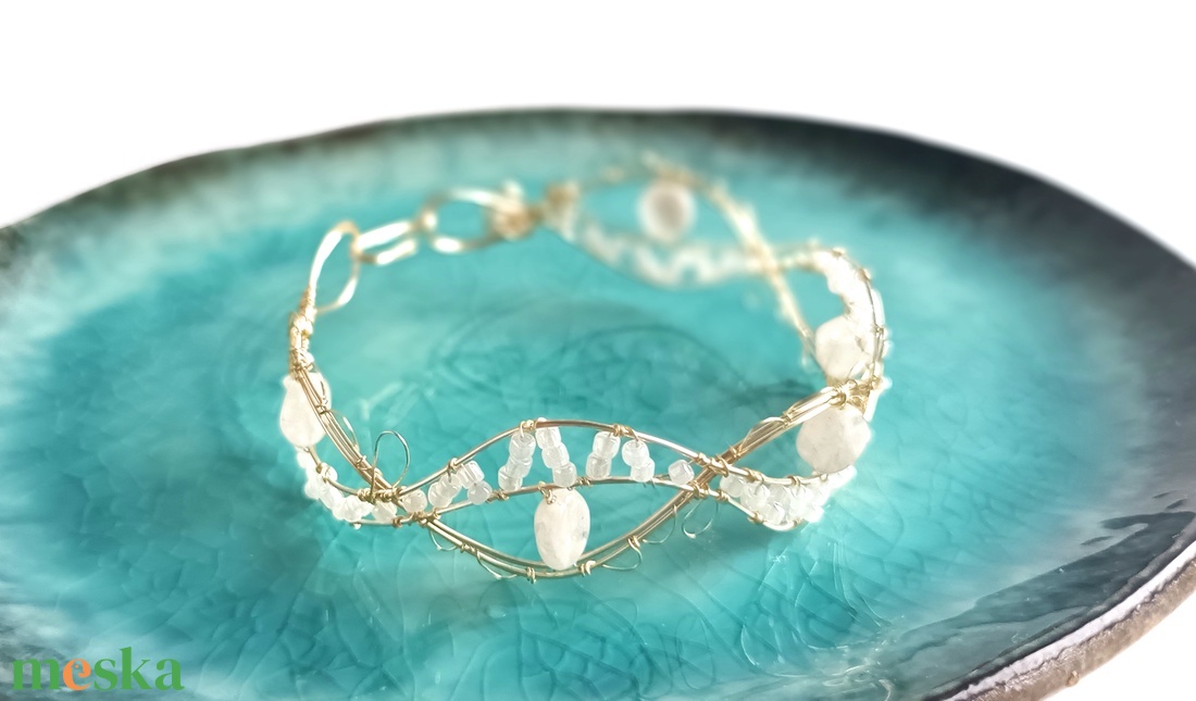 Réz orgon karkötő valódi ásvánnyal - ékszer - karkötő - ásványkarkötő - Meska.hu