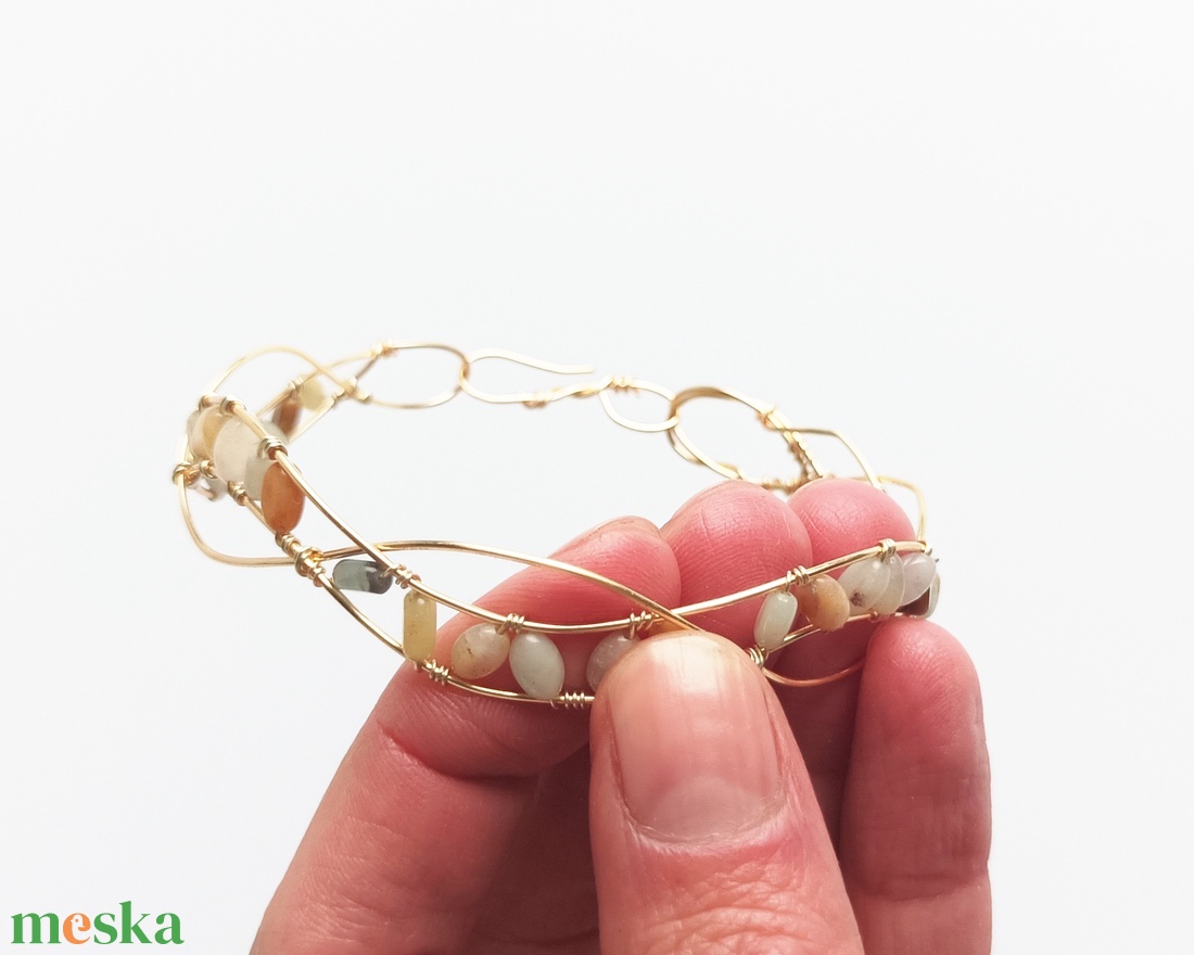 Réz orgon karkötő valódi ásvánnyal - ékszer - karkötő - ásványkarkötő - Meska.hu