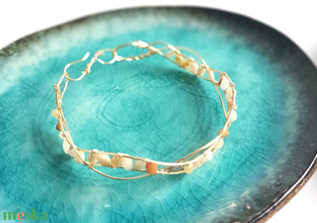 Réz orgon karkötő valódi ásvánnyal - ékszer - karkötő - ásványkarkötő - Meska.hu