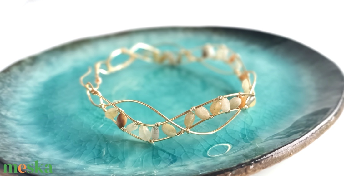 Réz orgon karkötő valódi ásvánnyal - ékszer - karkötő - ásványkarkötő - Meska.hu