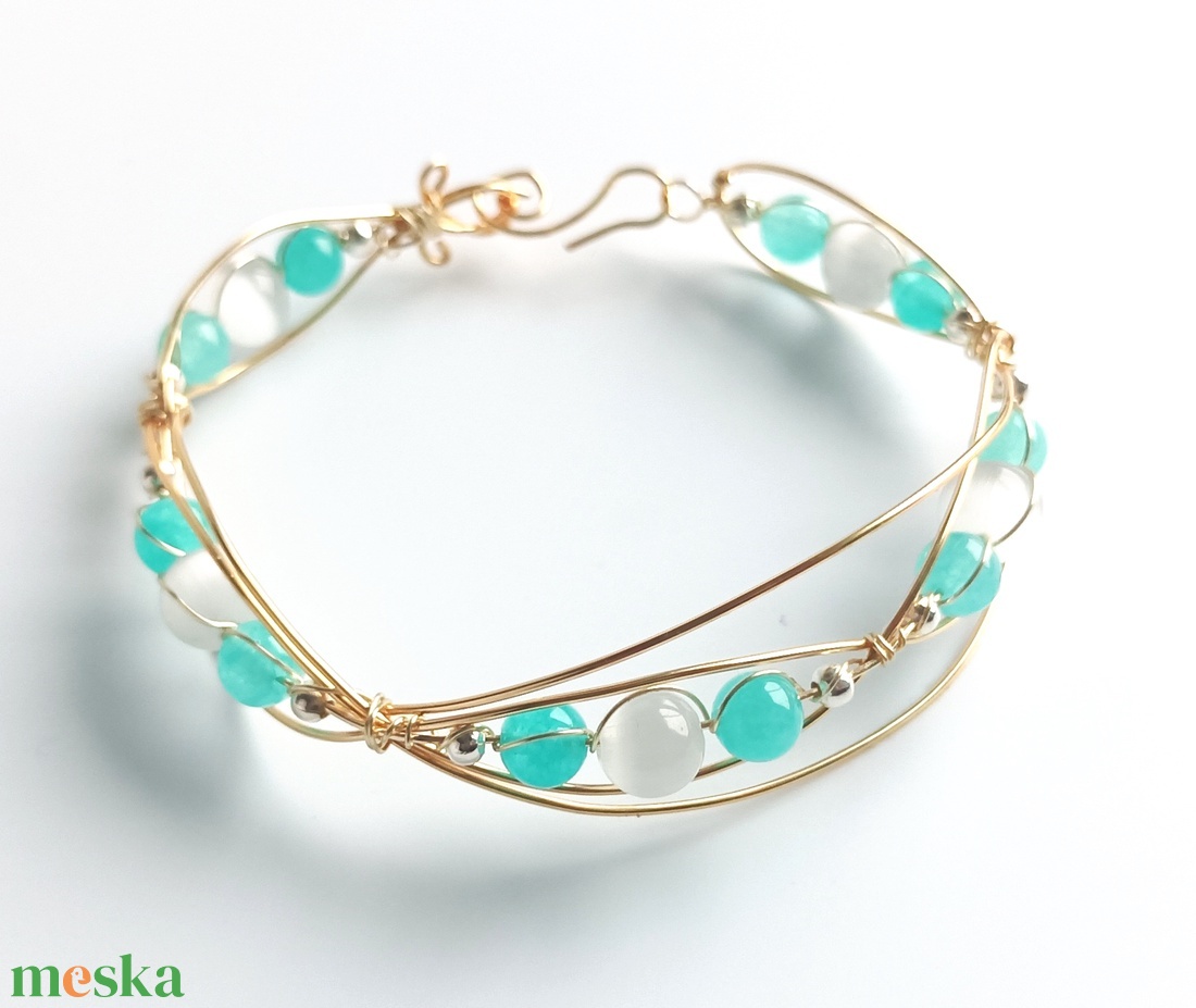 Réz orgon karkötő valódi ásvánnyal - ékszer - karkötő - ásványkarkötő - Meska.hu