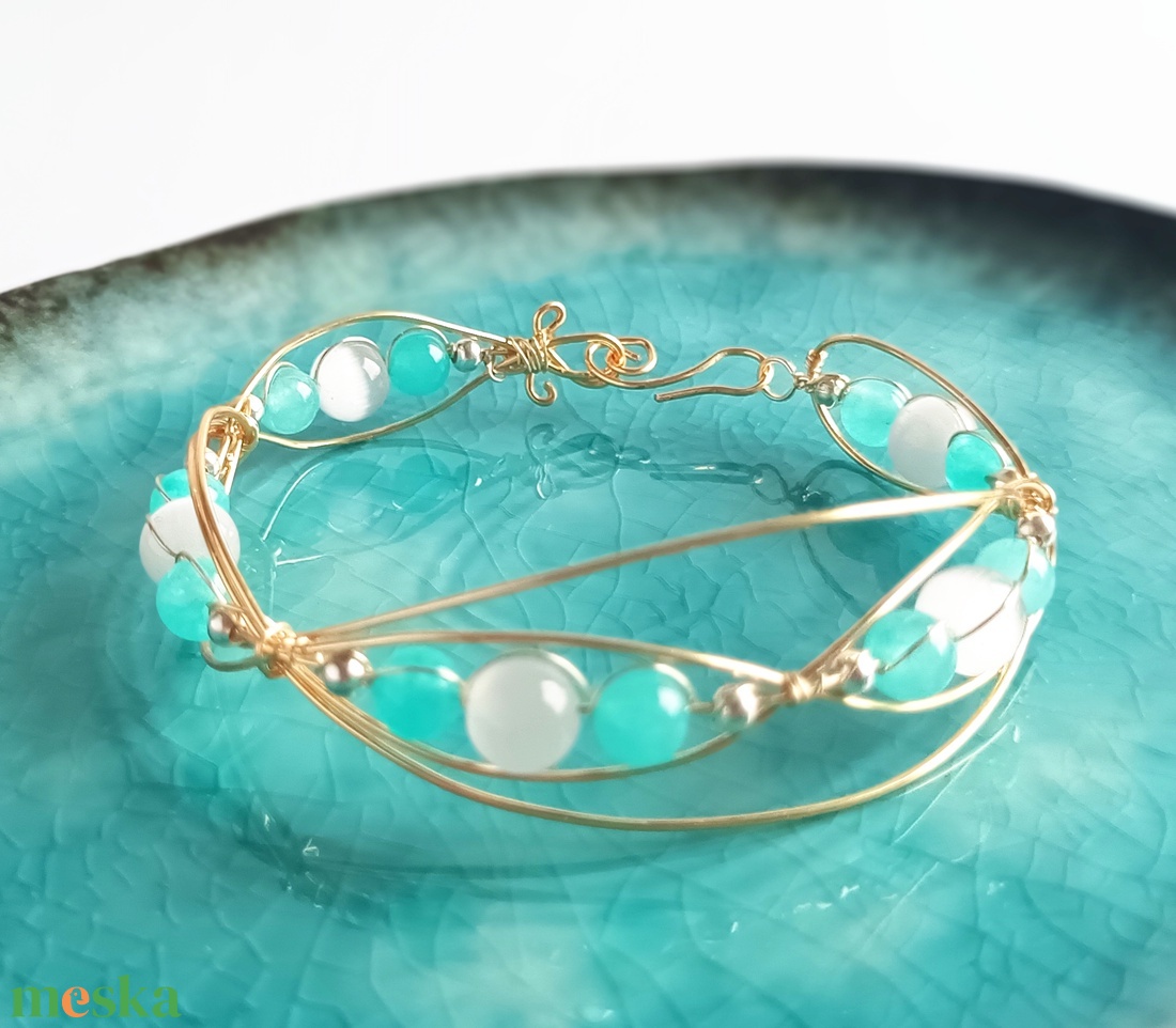 Réz orgon karkötő valódi ásvánnyal - ékszer - karkötő - ásványkarkötő - Meska.hu