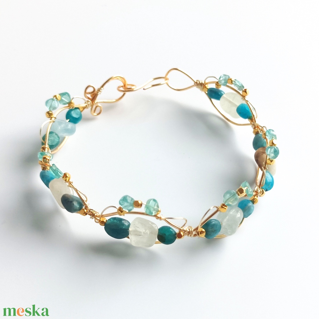 Réz orgon karkötő valódi ásvánnyal - ékszer - karkötő - ásványkarkötő - Meska.hu