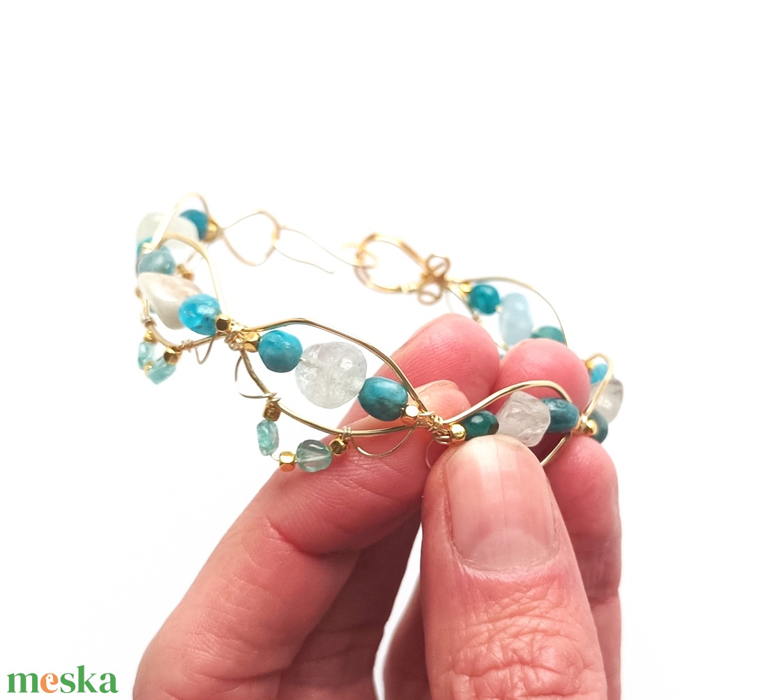 Réz orgon karkötő valódi ásvánnyal - ékszer - karkötő - ásványkarkötő - Meska.hu