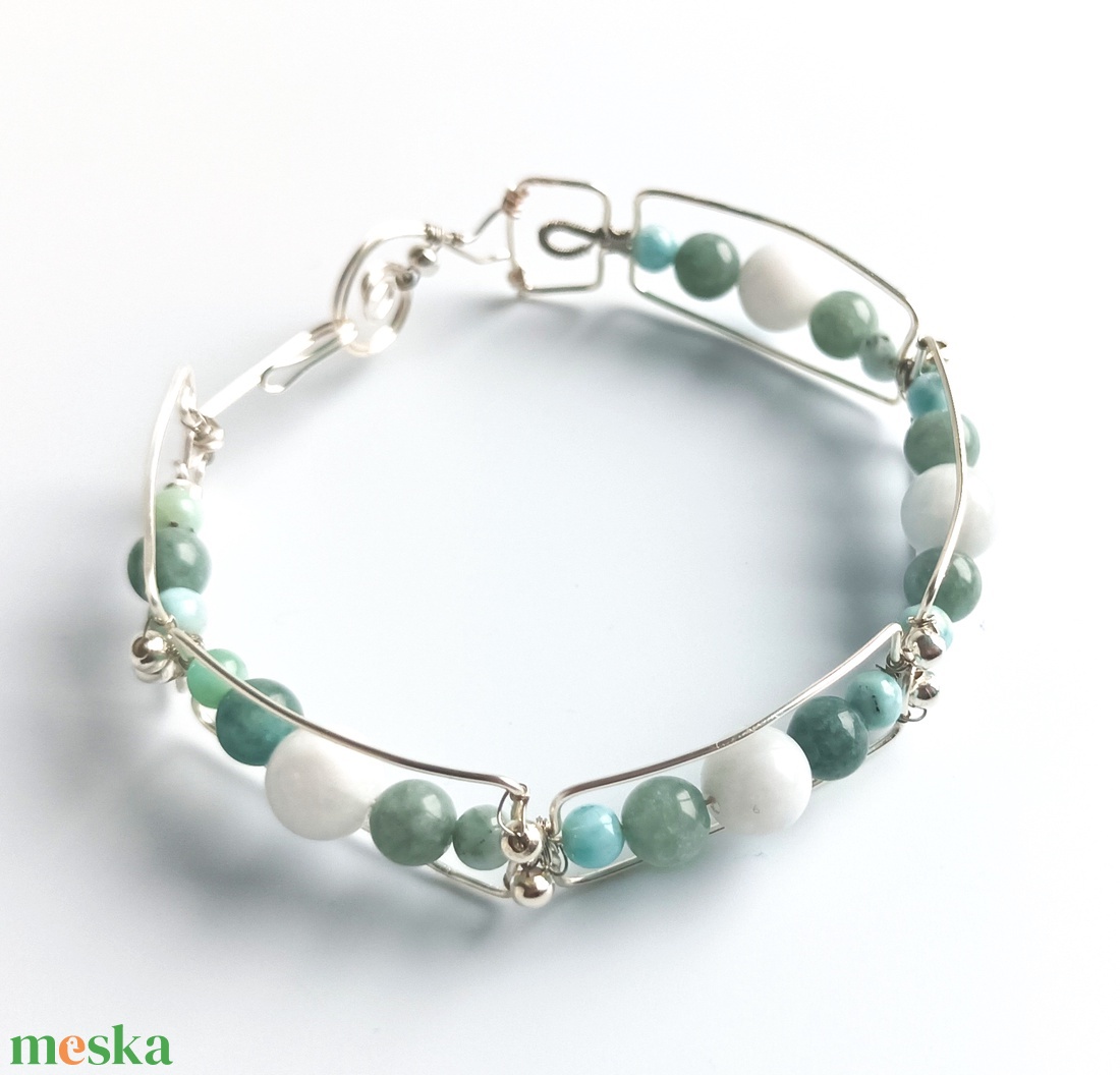 Réz orgon karkötő valódi jade és larimár ásvánnyal - ékszer - karkötő - ásványkarkötő - Meska.hu