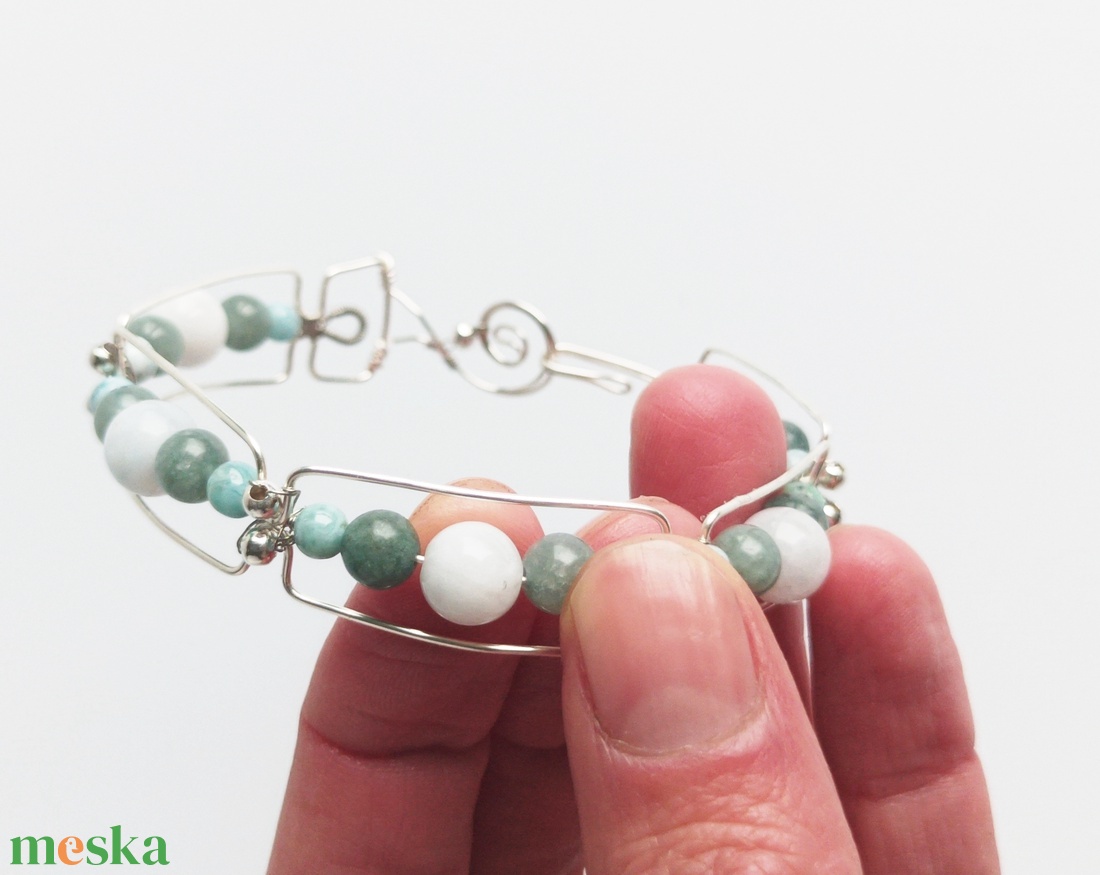 Réz orgon karkötő valódi jade és larimár ásvánnyal - ékszer - karkötő - ásványkarkötő - Meska.hu