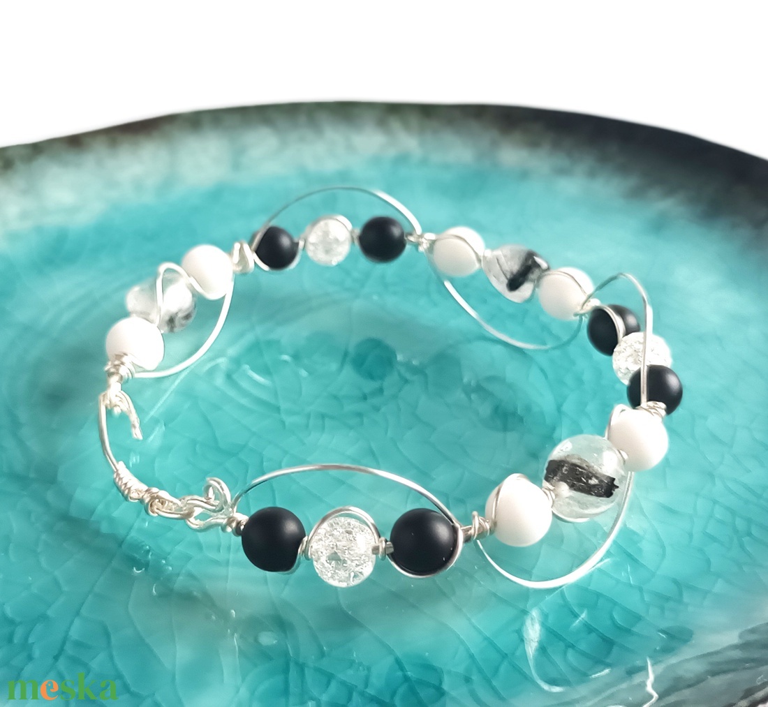 Réz orgon karkötő valódi ásvánnyal - ékszer - karkötő - ásványkarkötő - Meska.hu