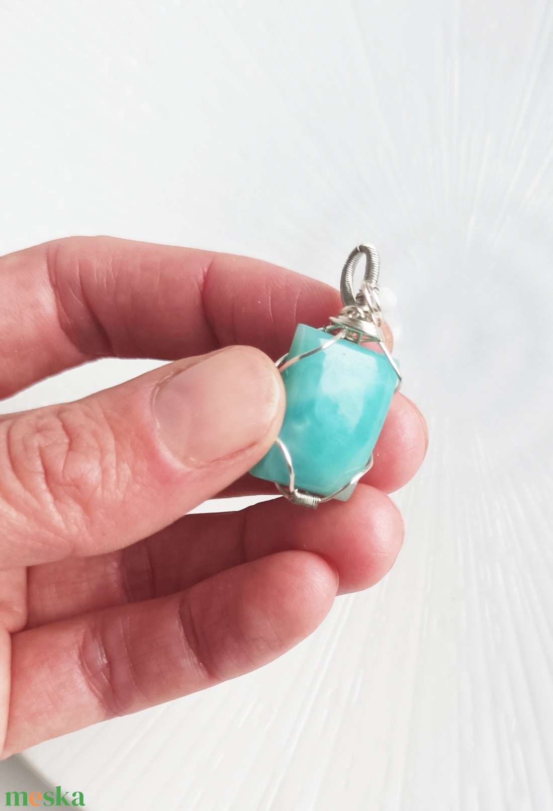 Larimár valódi ásvány medál - ékszer - nyaklánc - medál - Meska.hu