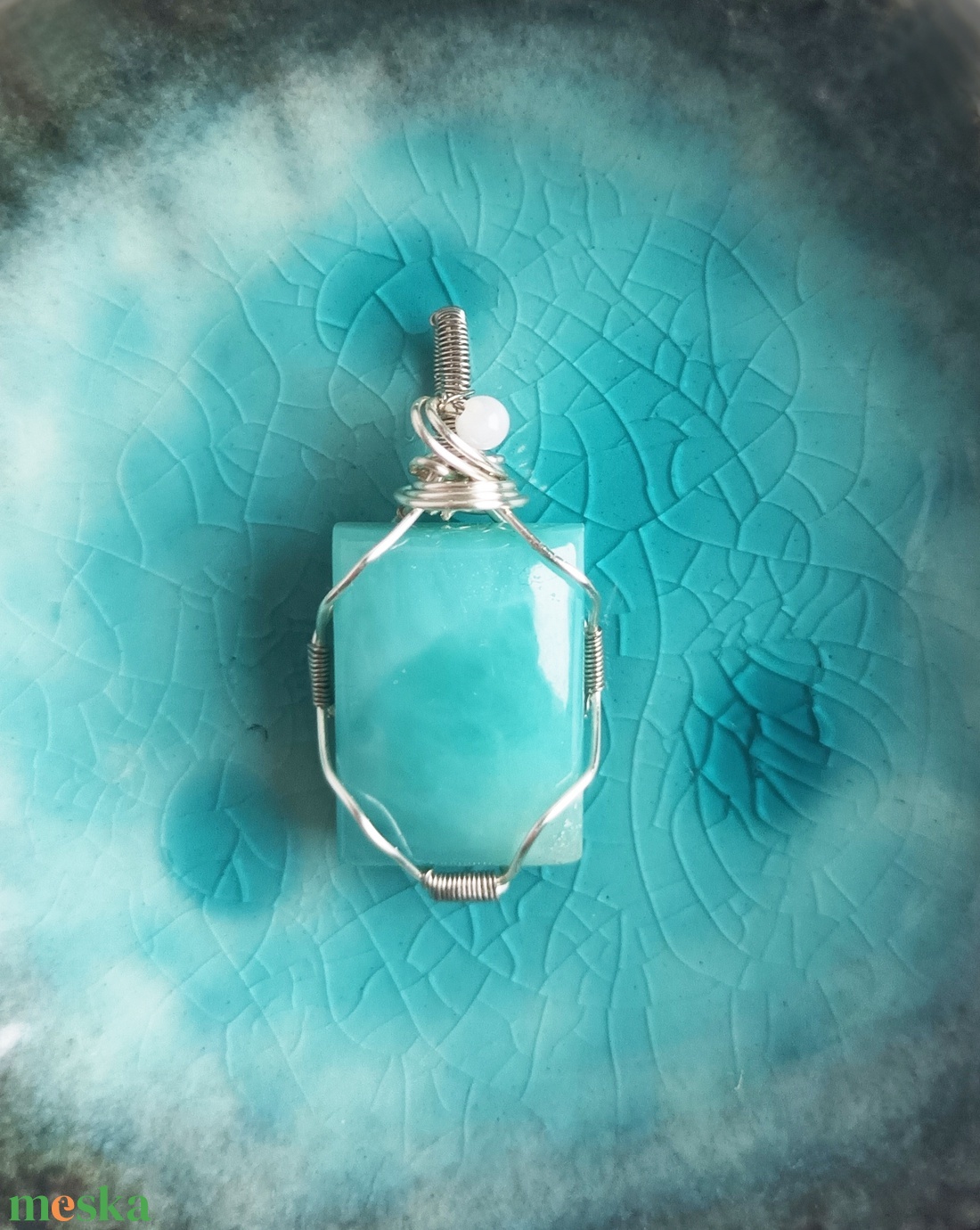 Larimár valódi ásvány medál - ékszer - nyaklánc - medál - Meska.hu