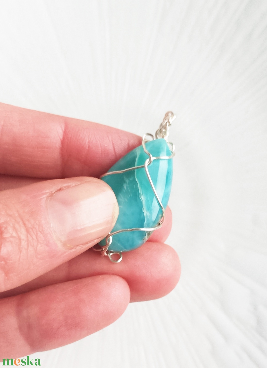 Larimár valódi ásvány medál - ékszer - nyaklánc - medál - Meska.hu