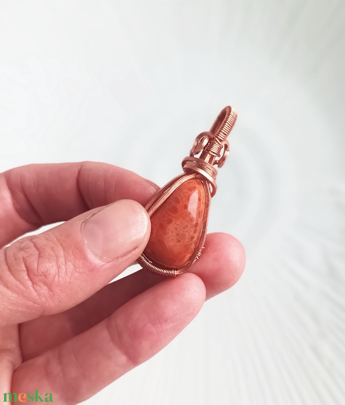 Tűzachát valódi ásvány medál - ékszer - nyaklánc - medál - Meska.hu