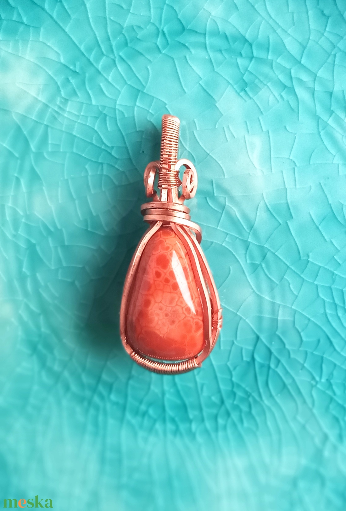 Tűzachát valódi ásvány medál - ékszer - nyaklánc - medál - Meska.hu