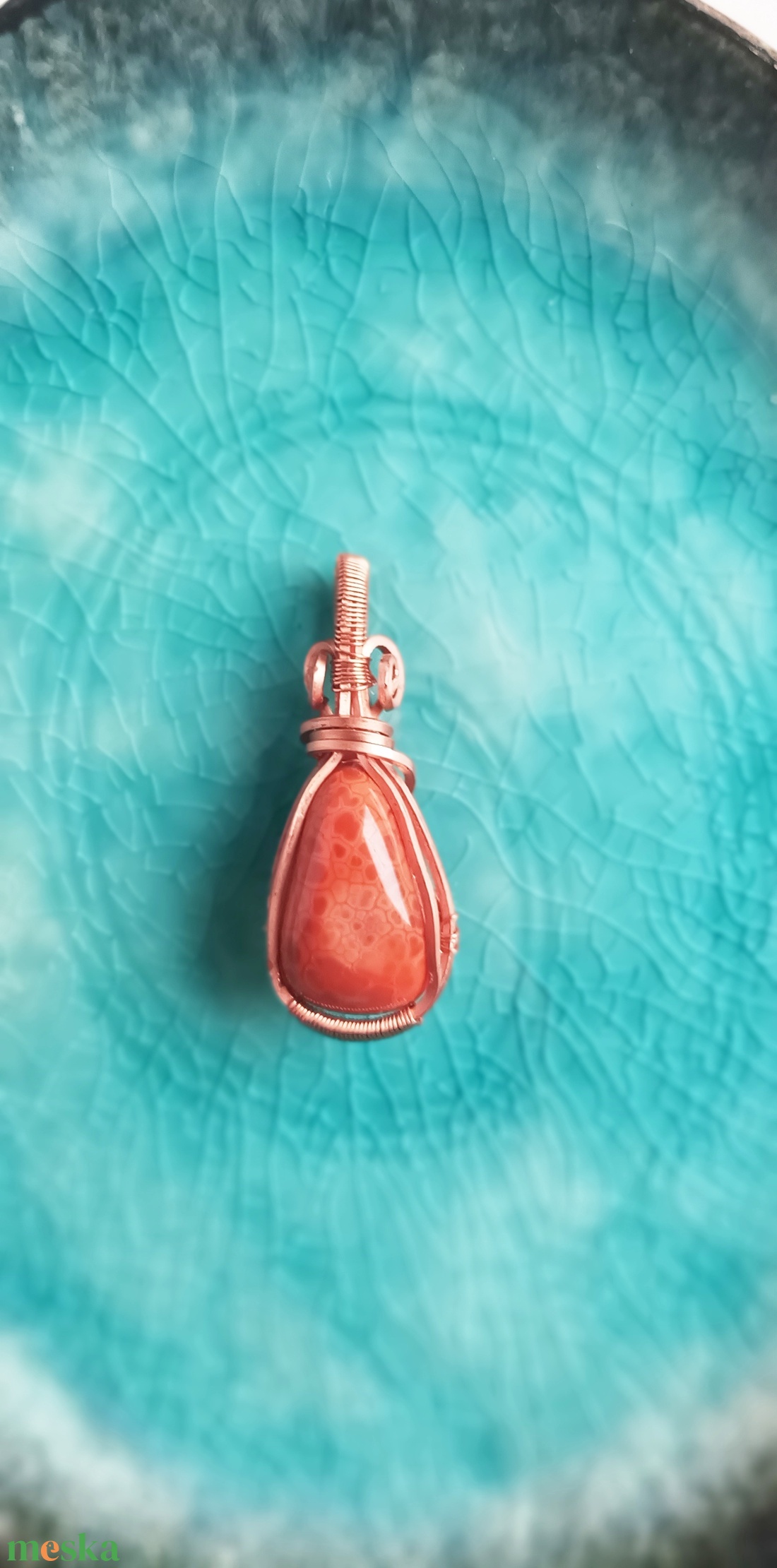 Tűzachát valódi ásvány medál - ékszer - nyaklánc - medál - Meska.hu