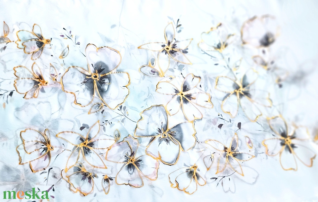 Titkos kert tiszta selyem sál - ruha & divat - sál, sapka, kendő - sál - Meska.hu