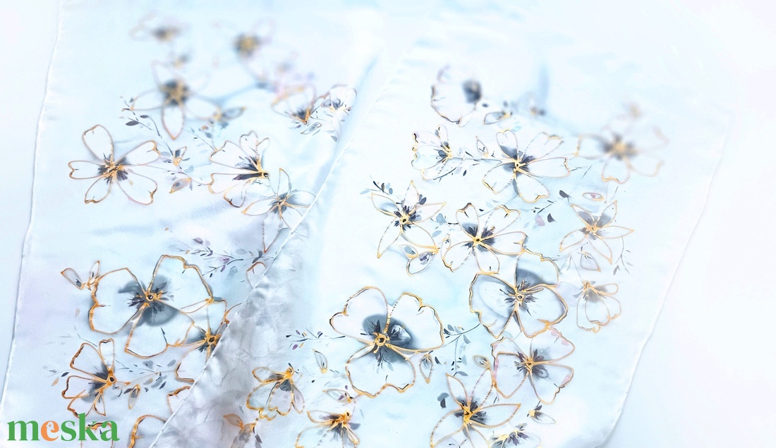 Titkos kert tiszta selyem sál - ruha & divat - sál, sapka, kendő - sál - Meska.hu