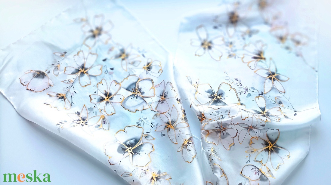 Titkos kert tiszta selyem sál - ruha & divat - sál, sapka, kendő - sál - Meska.hu