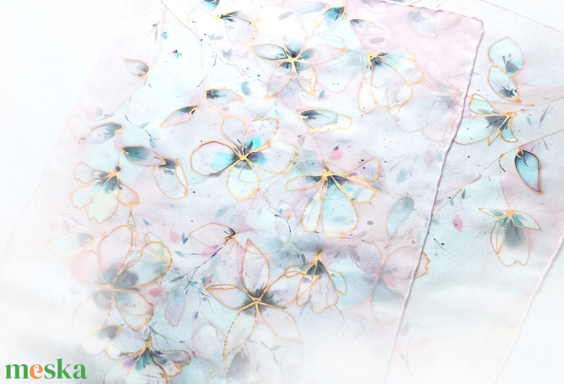 Japán kert tiszta selyem sál - ruha & divat - sál, sapka, kendő - sál - Meska.hu