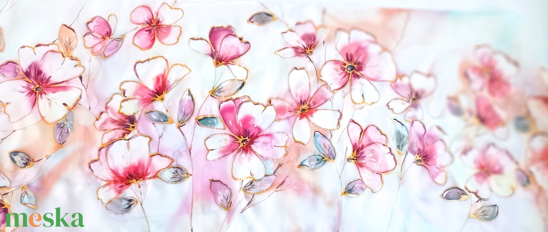 Tavaszi szél tiszta selyem sál - ruha & divat - sál, sapka, kendő - sál - Meska.hu