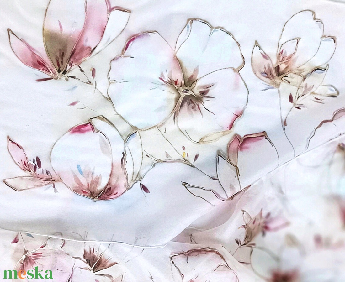 Magnóliák álma tiszta selyem sál - ruha & divat - sál, sapka, kendő - sál - Meska.hu