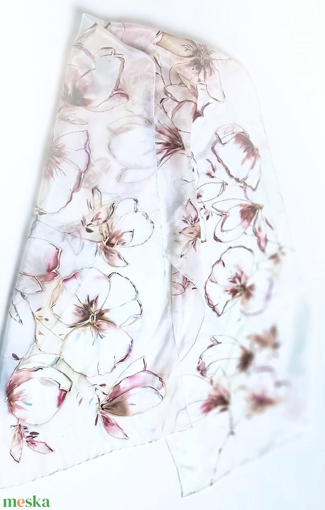 Magnóliák álma tiszta selyem sál - ruha & divat - sál, sapka, kendő - sál - Meska.hu