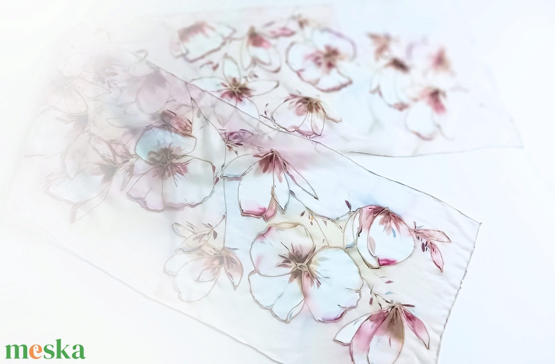 Magnóliák álma tiszta selyem sál - ruha & divat - sál, sapka, kendő - sál - Meska.hu