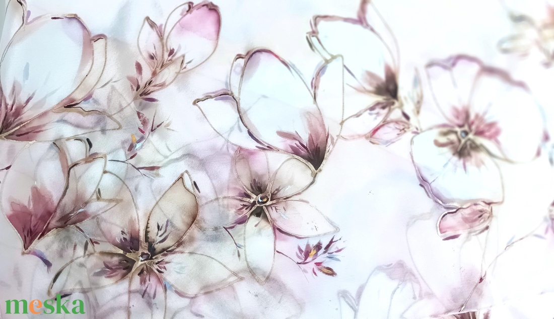 Magnóliák álma tiszta selyem sál - ruha & divat - sál, sapka, kendő - sál - Meska.hu