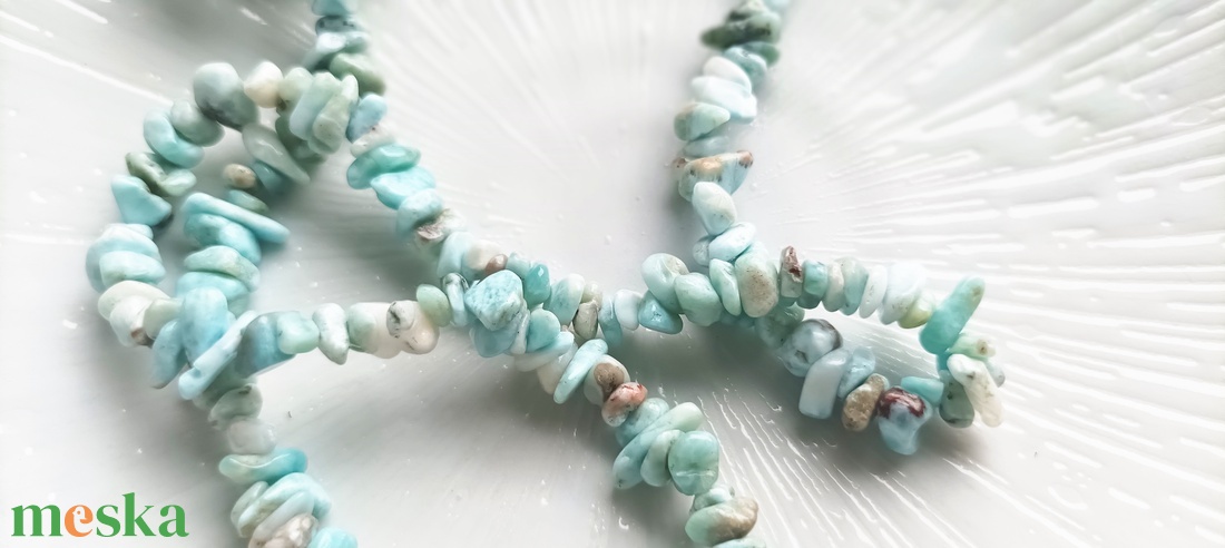 Larimár természetes ásvány nyaklánc - ékszer - nyaklánc - medál nélküli nyaklánc - Meska.hu