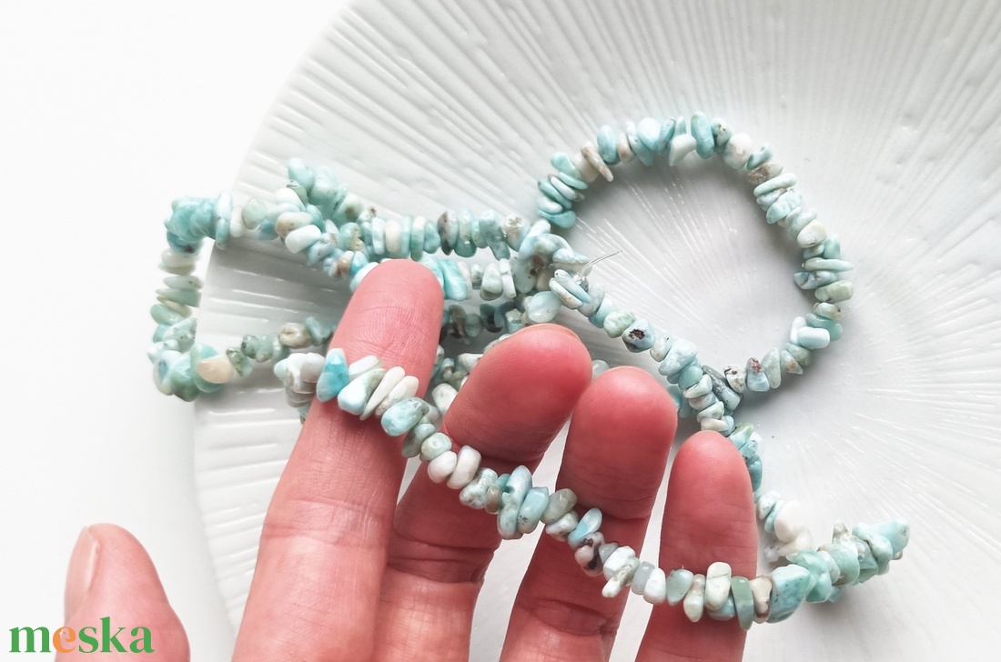 Larimár természetes ásvány nyaklánc - ékszer - nyaklánc - medál nélküli nyaklánc - Meska.hu
