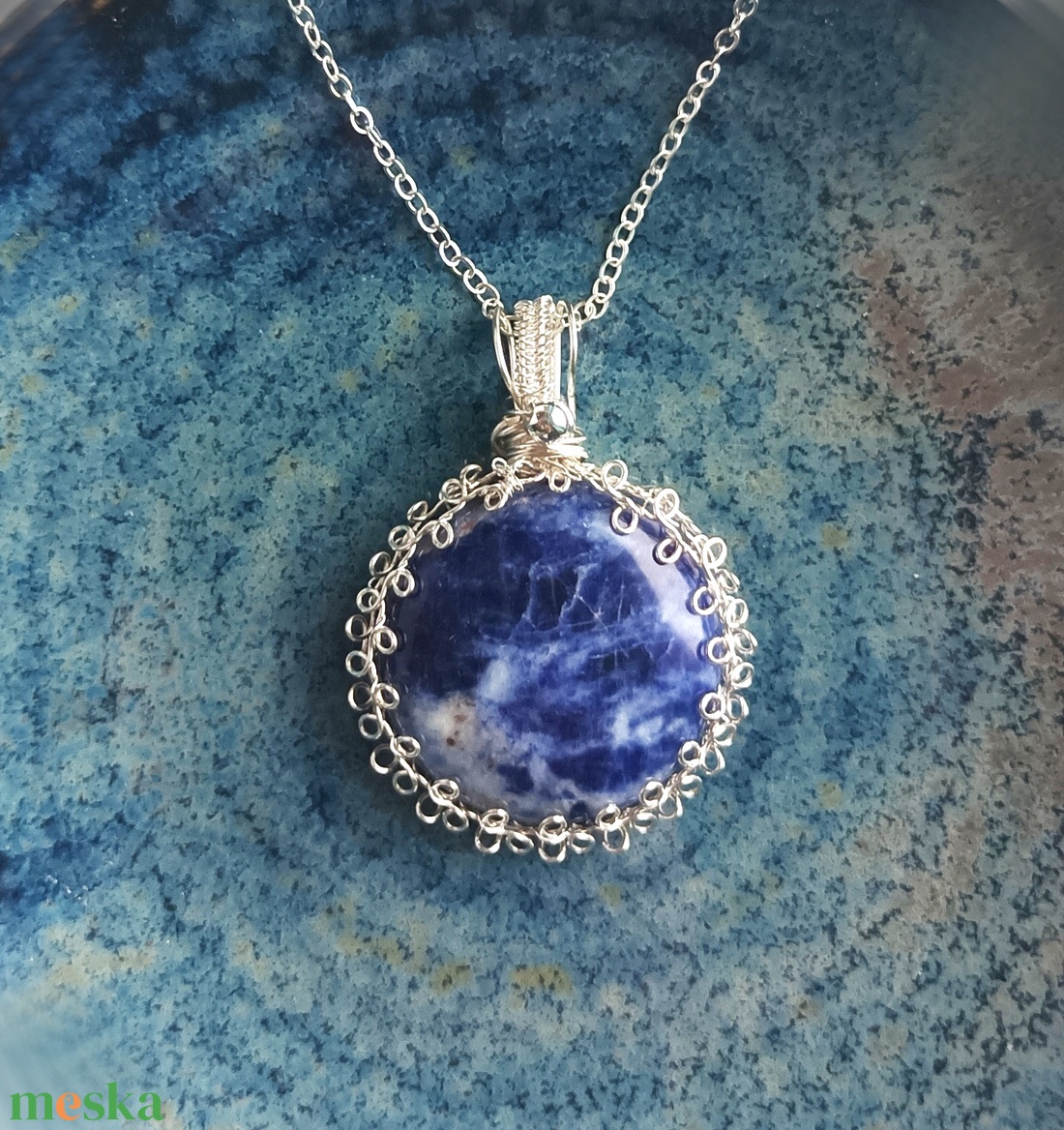 Szodalit valódi ásvány nyaklánc - ékszer - nyaklánc - medálos nyaklánc - Meska.hu