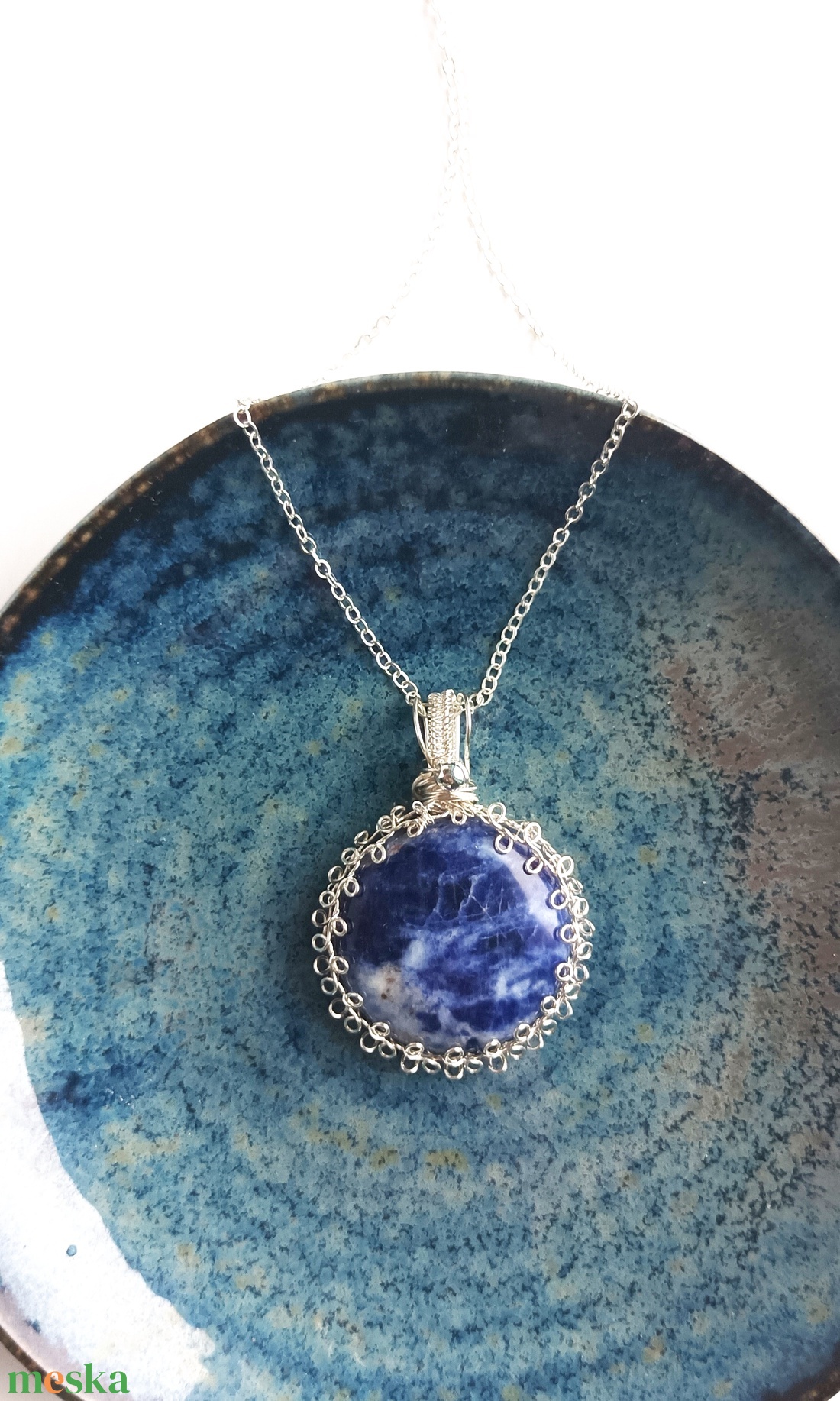 Szodalit valódi ásvány nyaklánc - ékszer - nyaklánc - medálos nyaklánc - Meska.hu