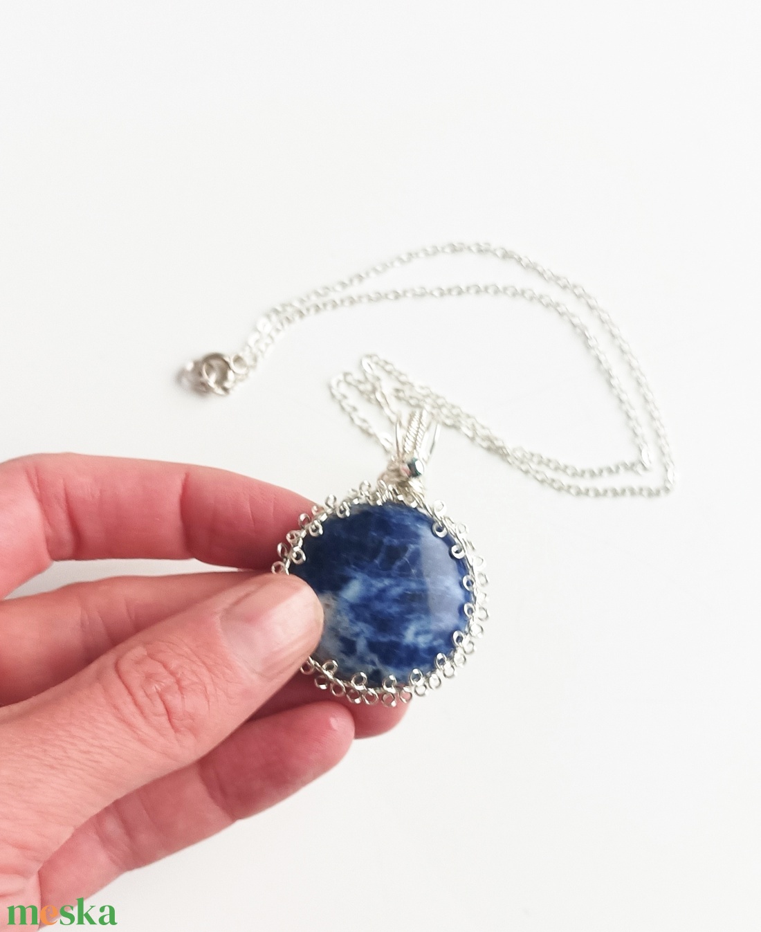 Szodalit valódi ásvány nyaklánc - ékszer - nyaklánc - medálos nyaklánc - Meska.hu