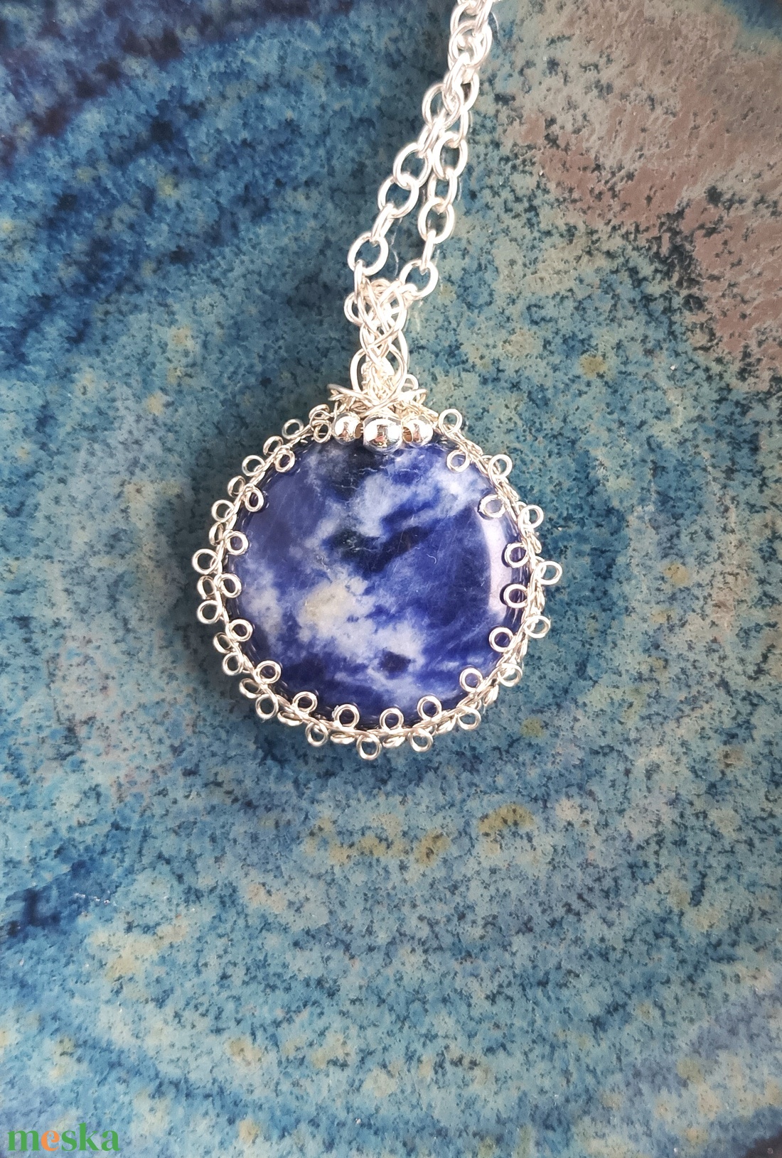 Szodalit valódi ásvány nyaklánc - ékszer - nyaklánc - medálos nyaklánc - Meska.hu