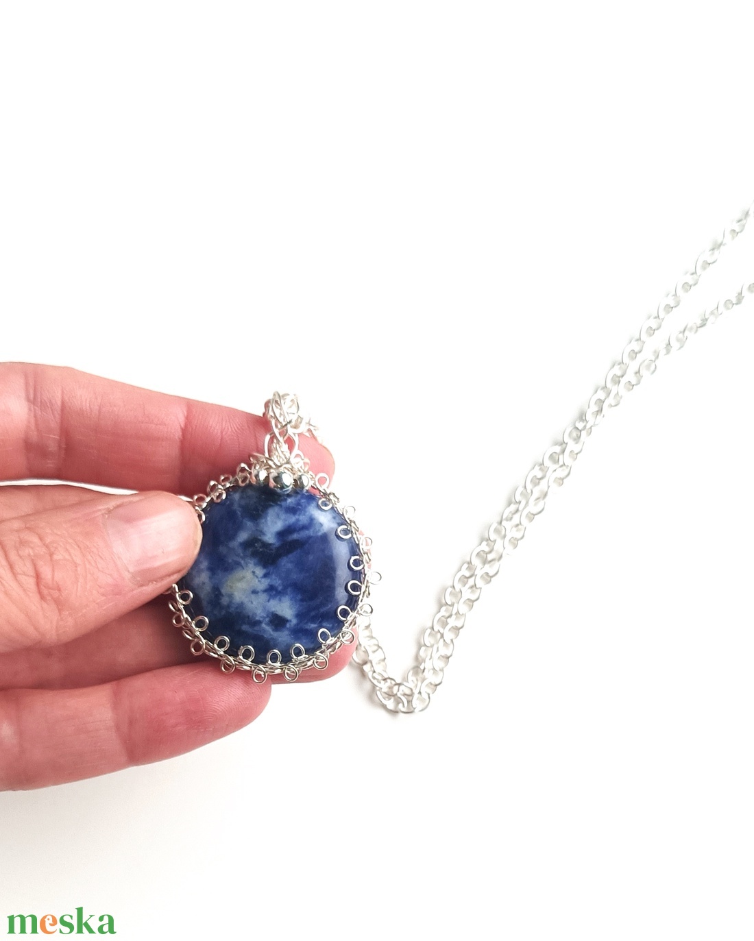 Szodalit valódi ásvány nyaklánc - ékszer - nyaklánc - medálos nyaklánc - Meska.hu