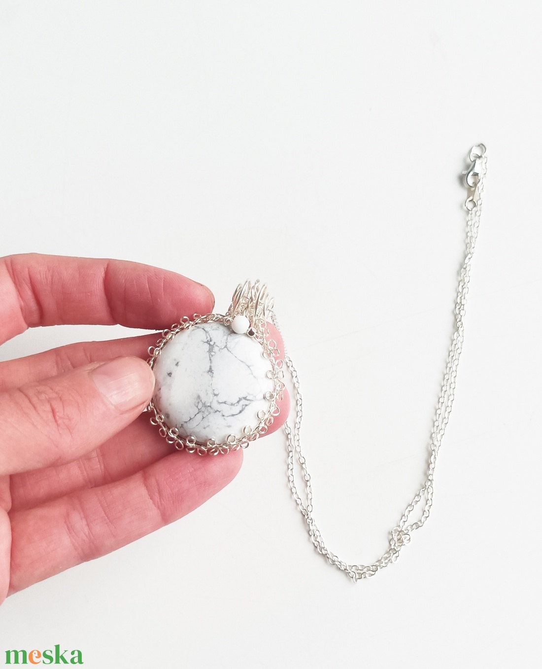 Howlit valódi ásvány nyaklánc - ékszer - nyaklánc - medálos nyaklánc - Meska.hu