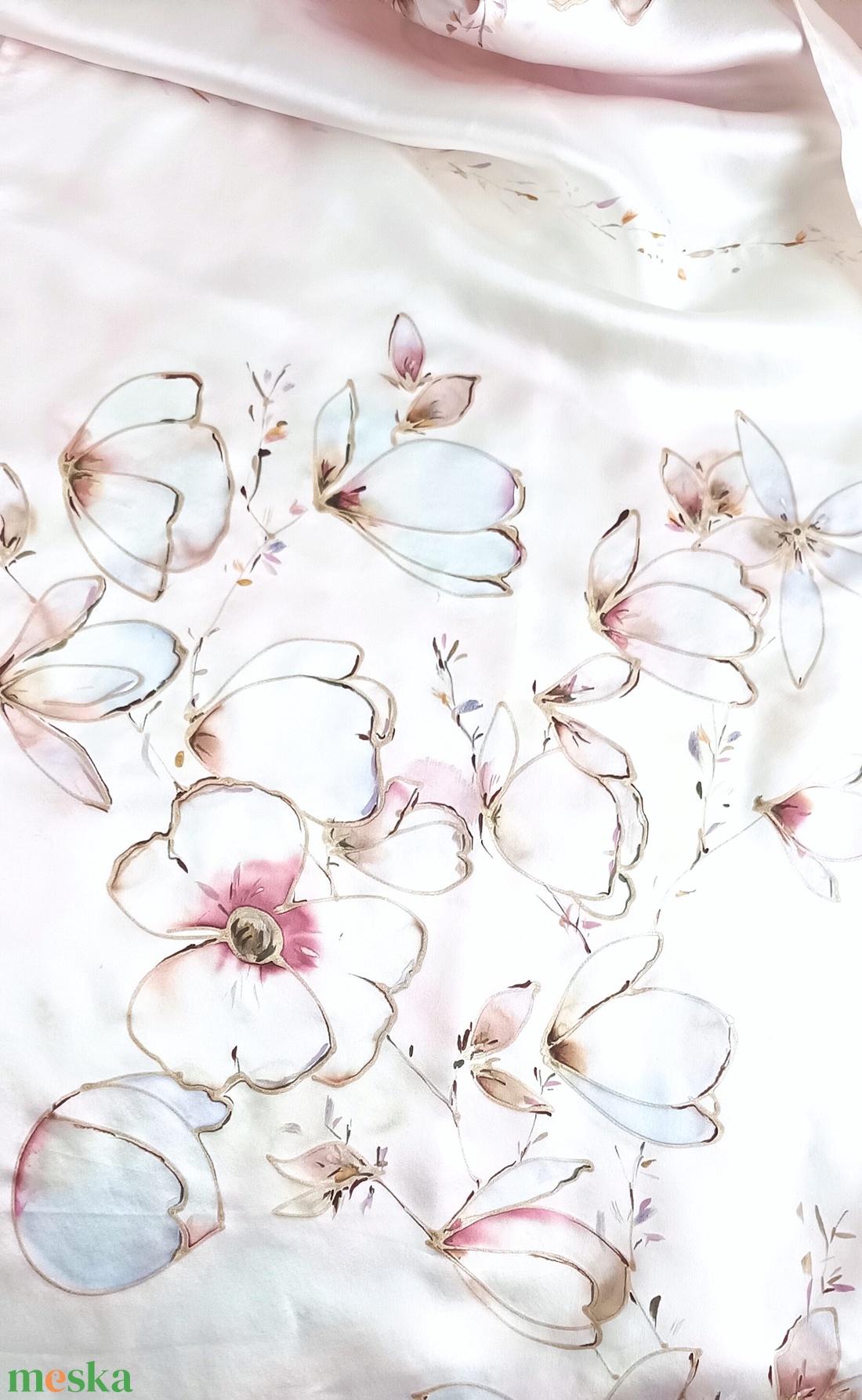 Magnólia virágzás tiszta selyem stóla - ruha & divat - sál, sapka, kendő - sál - Meska.hu