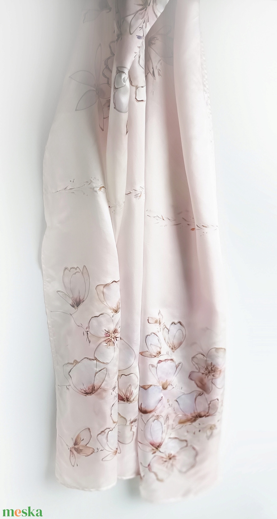 Magnólia virágzás tiszta selyem stóla - ruha & divat - sál, sapka, kendő - sál - Meska.hu