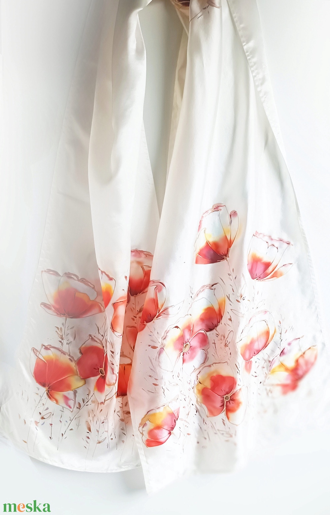 Pipacs mező tiszta selyem stóla - ruha & divat - sál, sapka, kendő - sál - Meska.hu