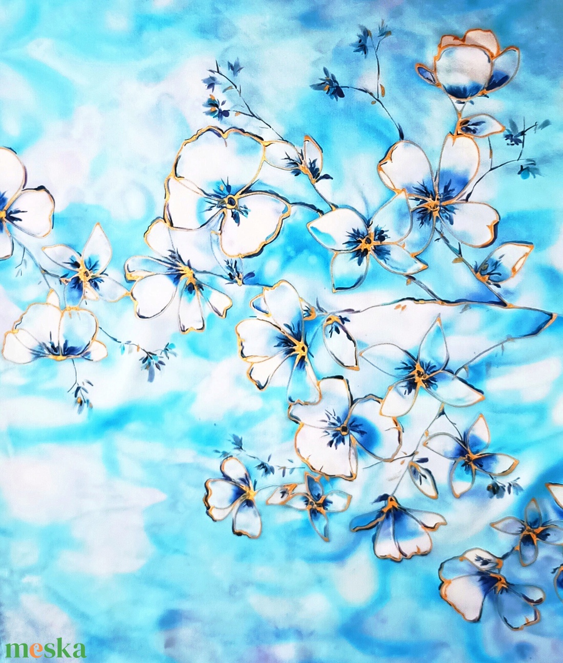 Jégvirágok tiszta selyem stóla - ruha & divat - sál, sapka, kendő - sál - Meska.hu