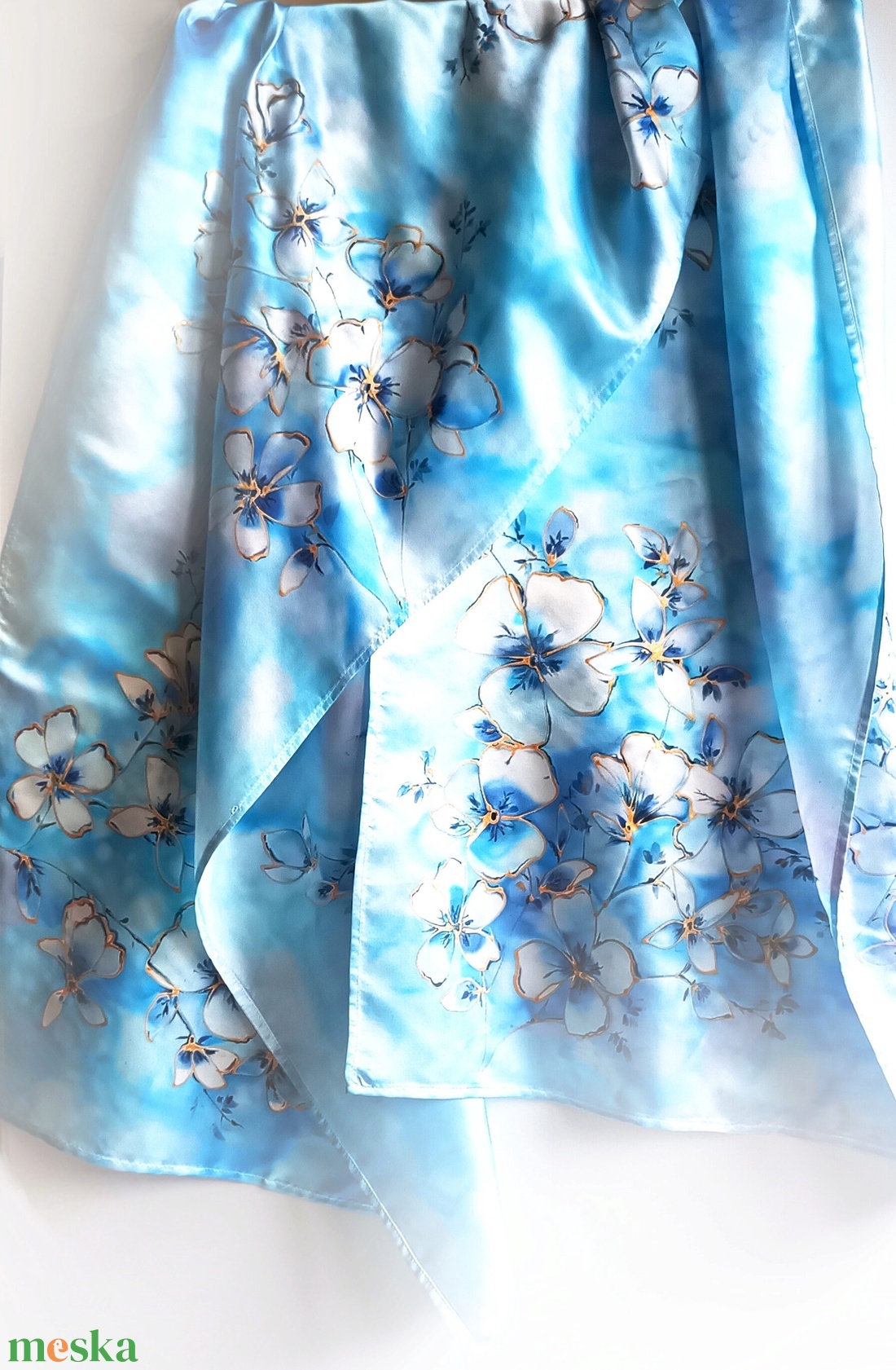 Jégvirágok tiszta selyem stóla - ruha & divat - sál, sapka, kendő - sál - Meska.hu