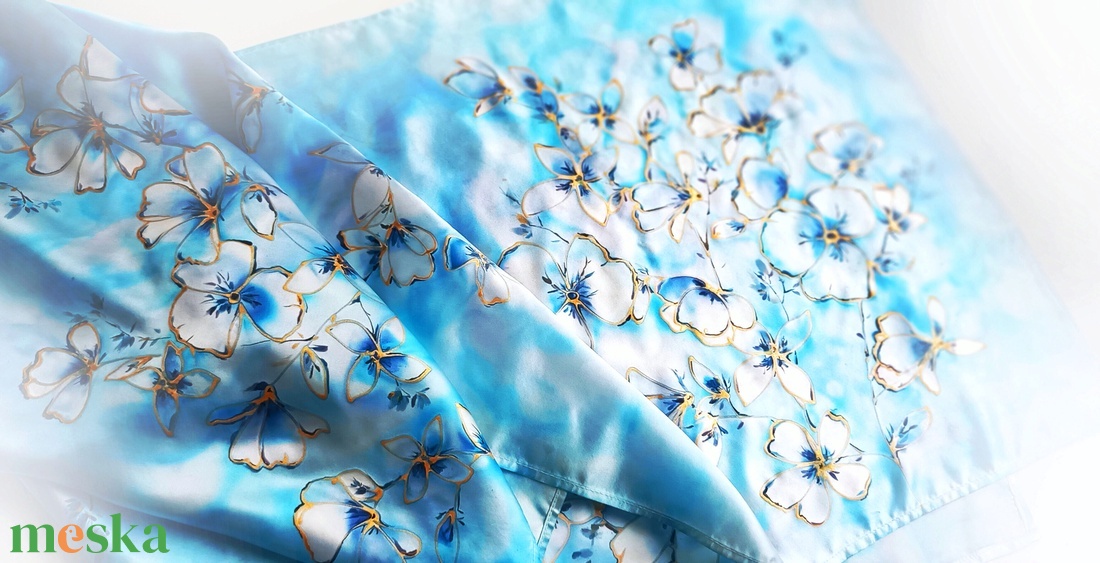 Jégvirágok tiszta selyem stóla - ruha & divat - sál, sapka, kendő - sál - Meska.hu