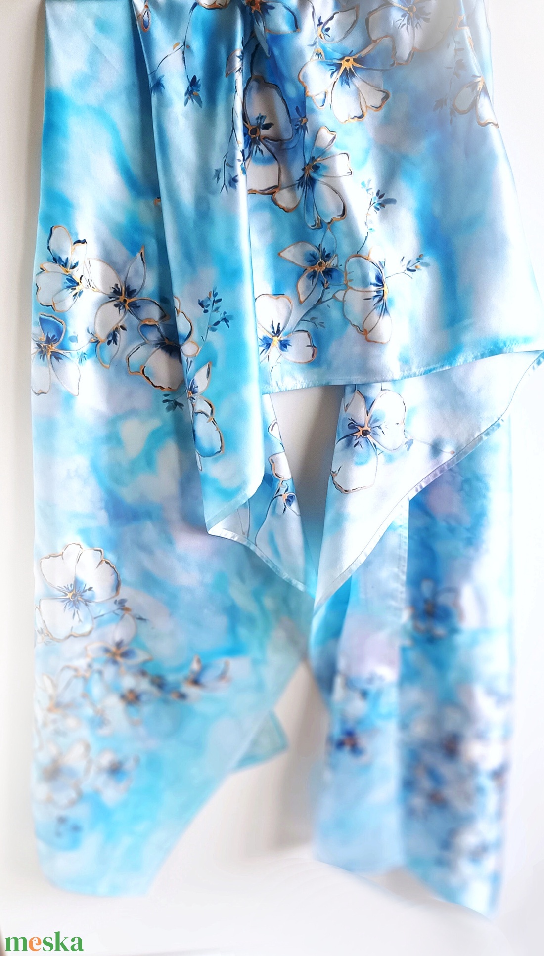 Jégvirágok tiszta selyem stóla - ruha & divat - sál, sapka, kendő - sál - Meska.hu