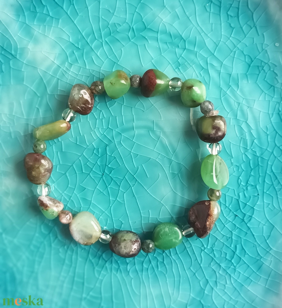 Krizopáz karkötő valódi ásvánnyal - ékszer - karkötő - ásványkarkötő - Meska.hu