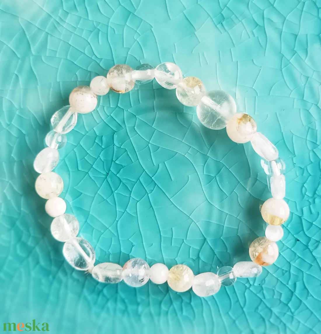 Citrin karkötő valódi ásvánnyal - ékszer - karkötő - ásványkarkötő - Meska.hu