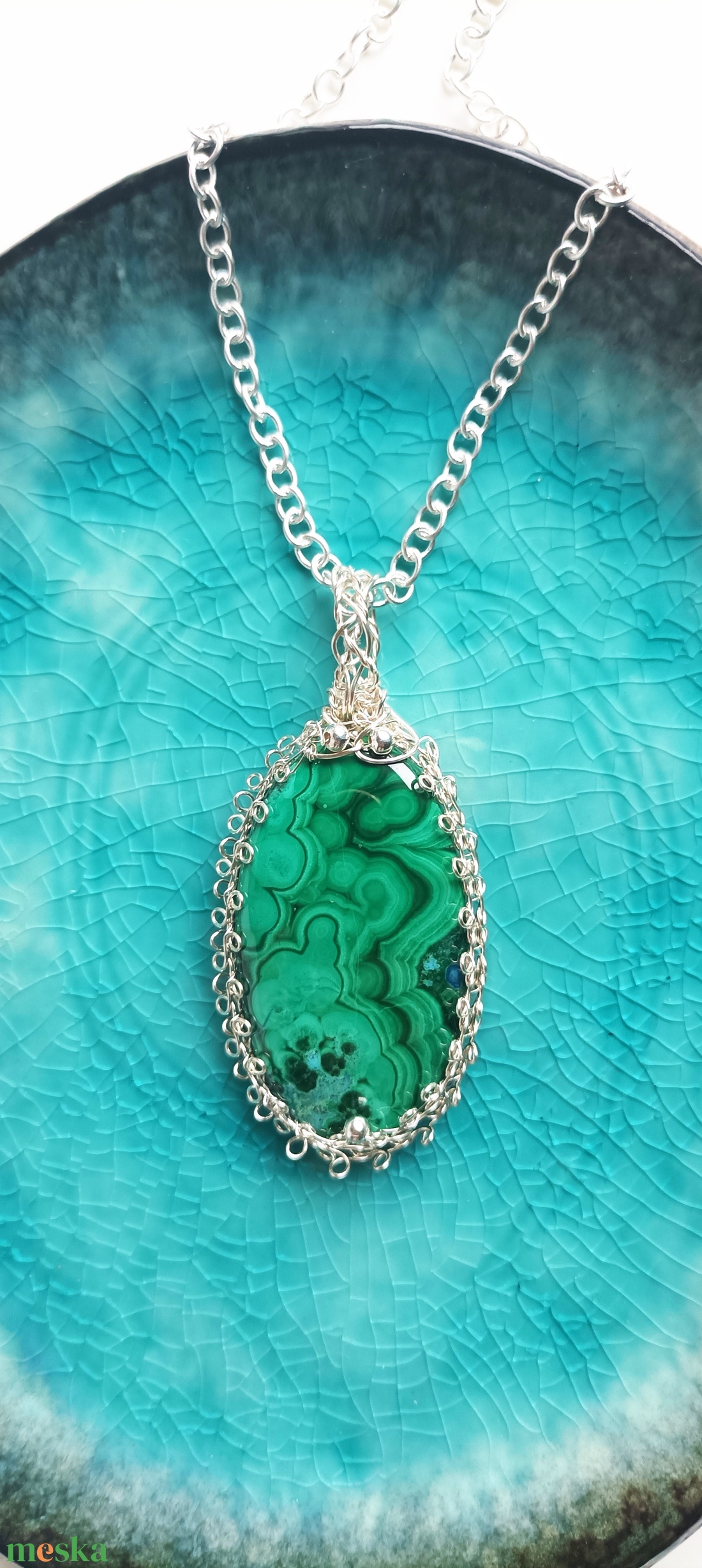 Prémium malachit természetes ásvány nyaklánc - ékszer - nyaklánc - medálos nyaklánc - Meska.hu