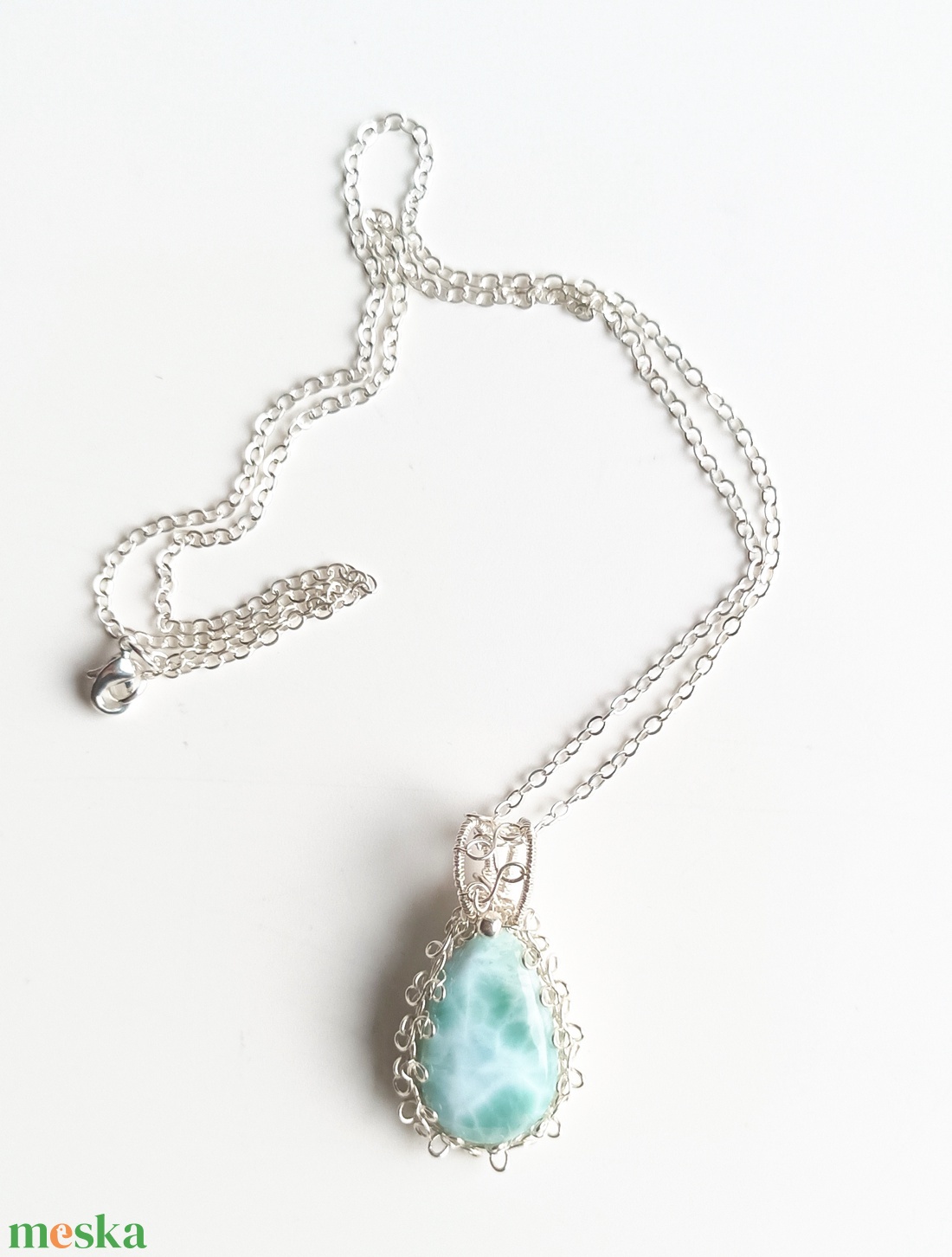 Larimár valódi ásvány nyaklánc - ékszer - nyaklánc - medálos nyaklánc - Meska.hu