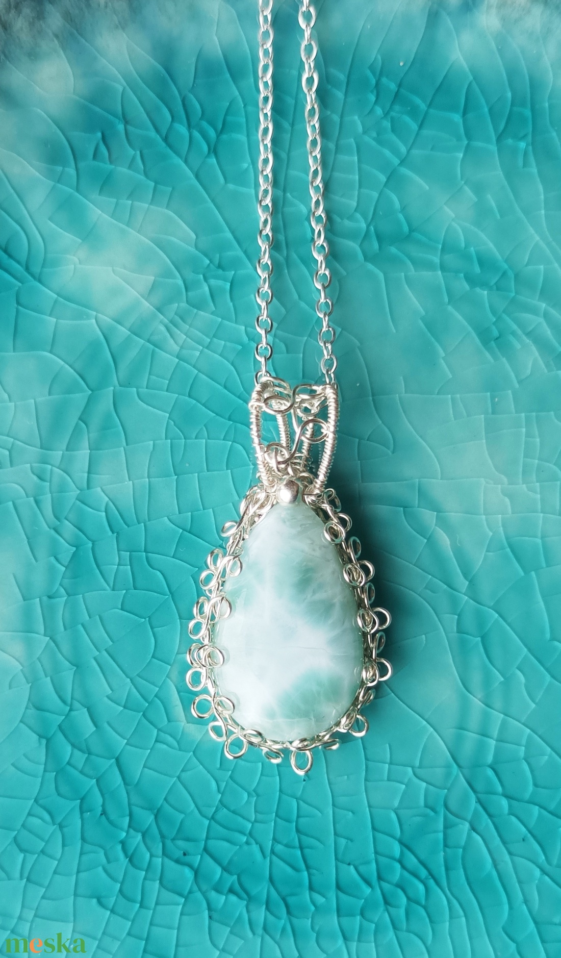 Larimár valódi ásvány nyaklánc - ékszer - nyaklánc - medálos nyaklánc - Meska.hu