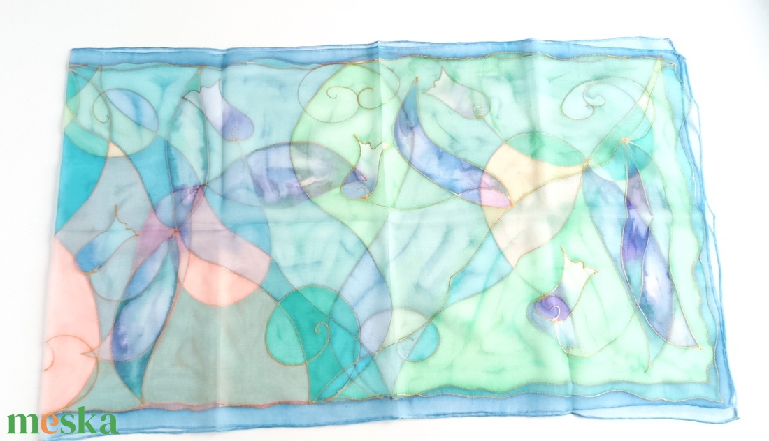 Tulipántánc tiszta selyem sál - ruha & divat - sál, sapka, kendő - sál - Meska.hu