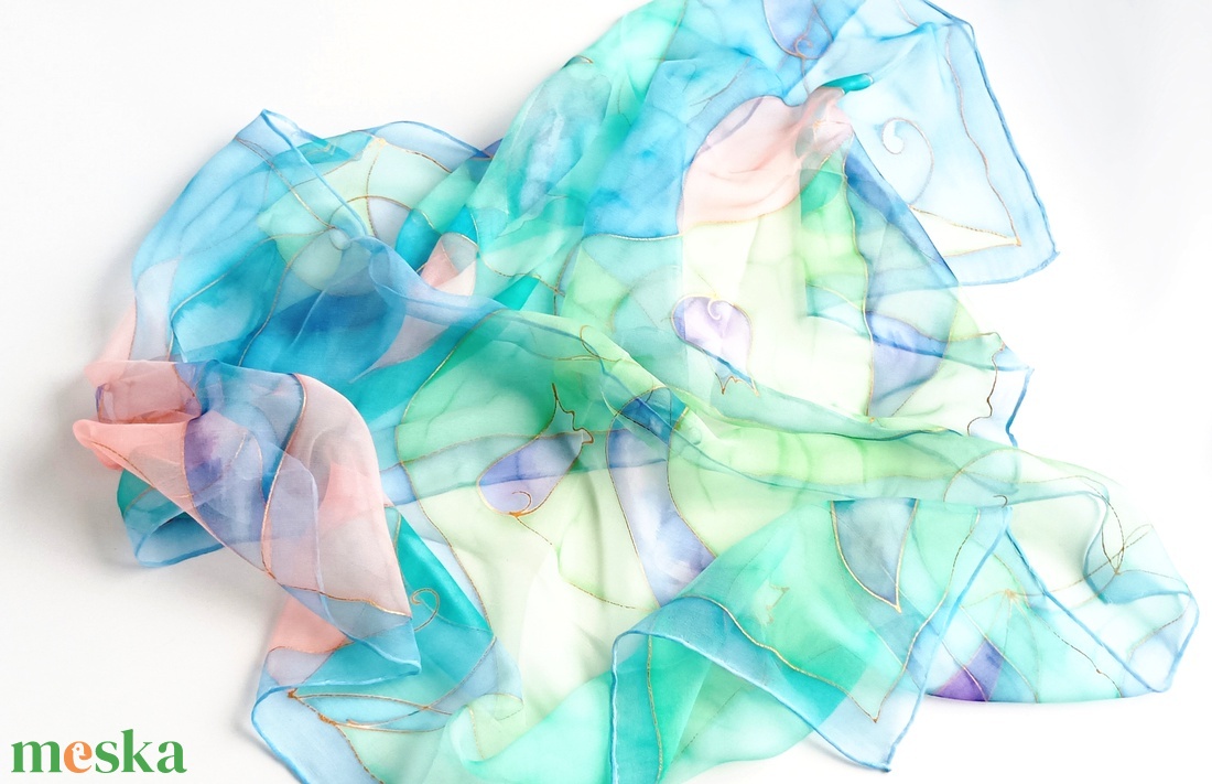 Tulipántánc tiszta selyem sál - ruha & divat - sál, sapka, kendő - sál - Meska.hu